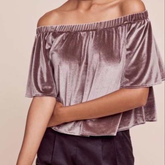 Anthropologie Sunday in Brooklyn Velvet Off The Shoulder Blouse - Picture 1 of 5